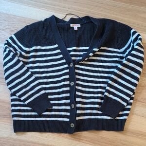 Navy And White Striped Cardigan